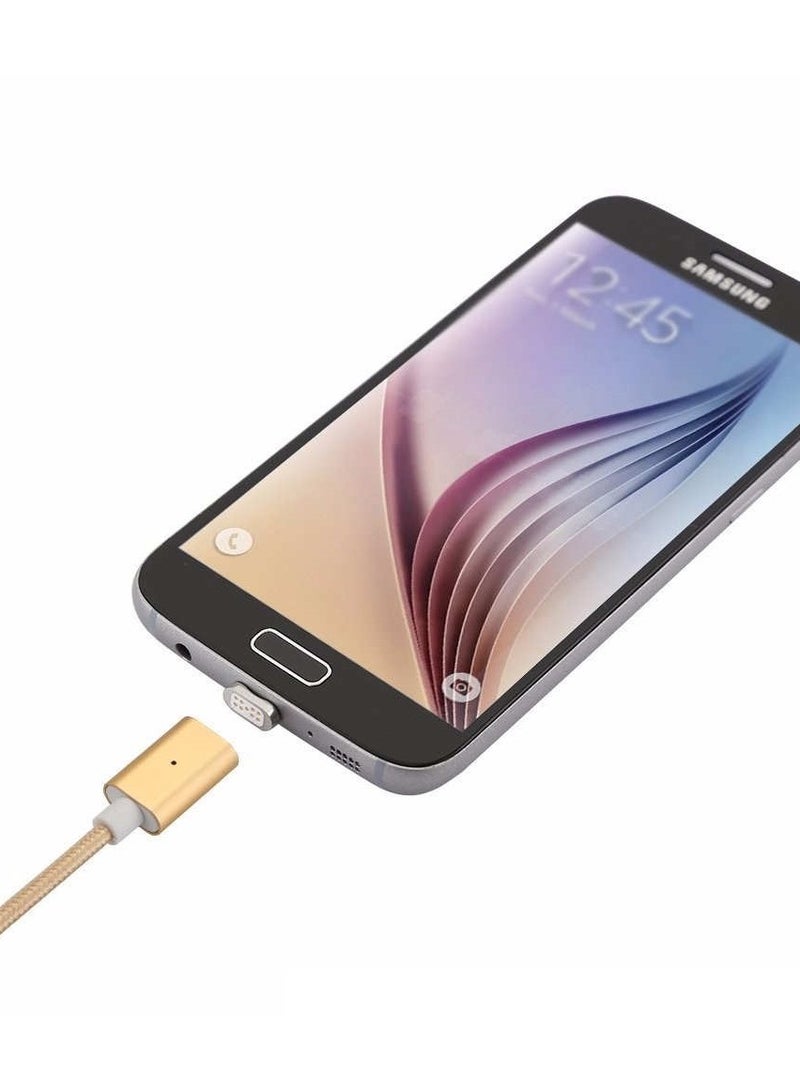 Magnetic Micro USB Cable Nylon Braided Anti Breakage Charge and Sync Cable with LED Indicator 100cm Gold - Image 2